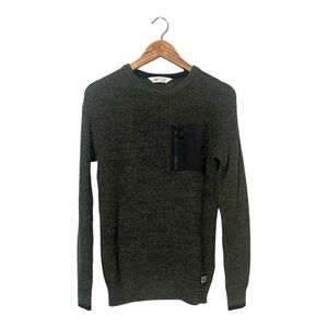 H&M Boys Sweater Size 12-14 Green Cable Knit Pullover Long Sleeves